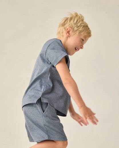 Cove Essential Tee + Short Set Heathered Marine