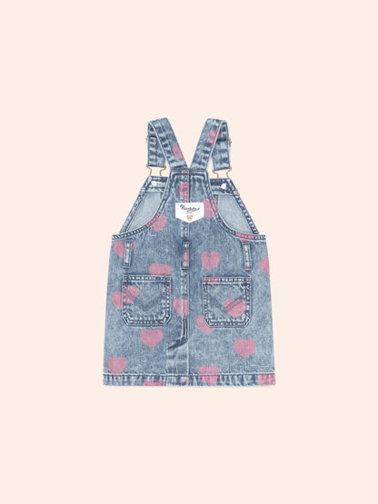 Dreamy Denim Hearts Pinafore + Strawberry Rib Tee