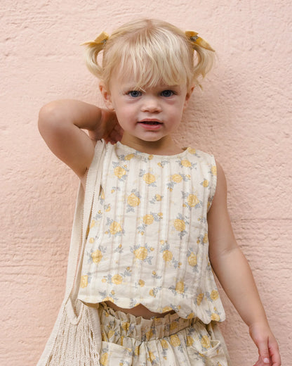 Lenny Top + Bottom Set- Lemon Ditsy Flower