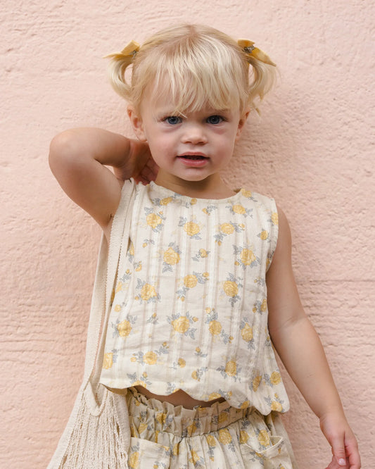 Lenny Top + Bottom Set- Lemon Ditsy Flower