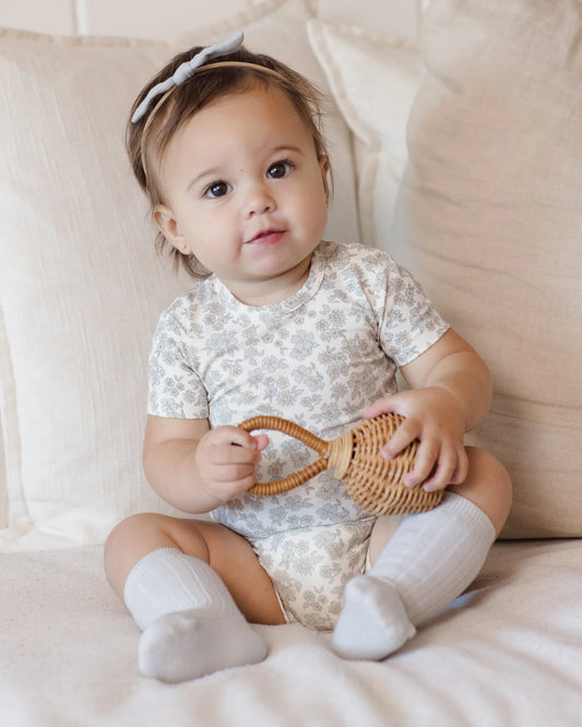 Bamboo Short Sleeve Bodysuit Blue Floral
