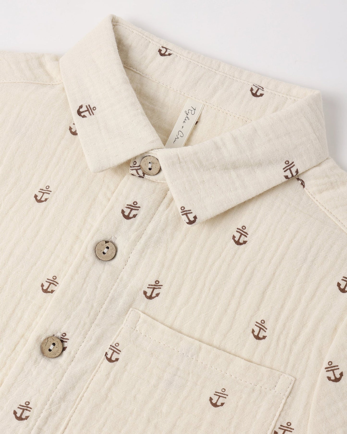 Collared Short Sleeve Shirt || Anchors