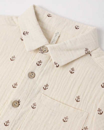 Collared Short Sleeve Shirt || Anchors