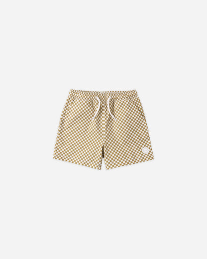 Boardshort Ocre Check + Short Sleeve Rashguard Citron