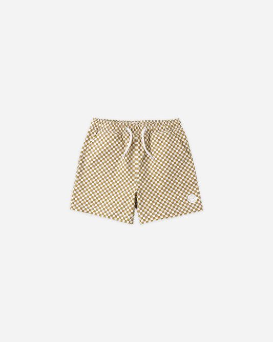 Boardshort Ocre Check + Short Sleeve Rashguard Citron