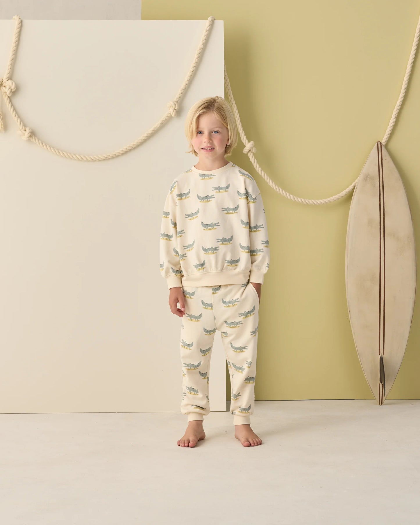 Relaxed Sweatshirt + Sweatpant Set- Alligators