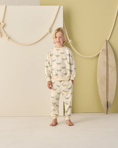 Relaxed Sweatshirt + Sweatpant Set- Alligators
