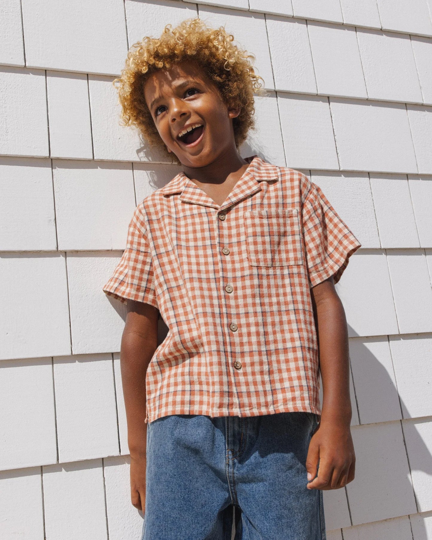 Lapel Collar Shirt Poppy Gingham