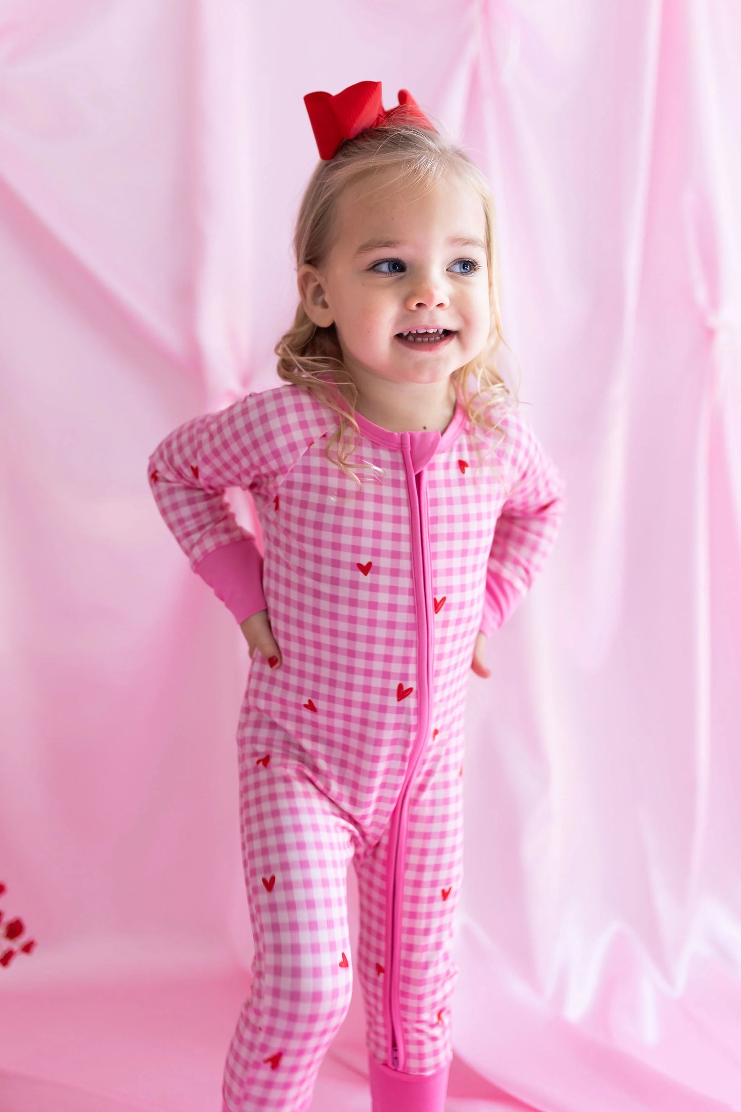 Be Mine Gingham Zipper Romper
