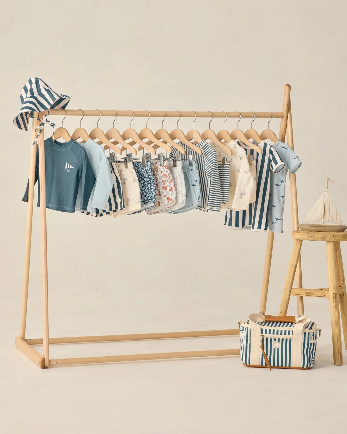 Boys Rashguard Set Navy Stripe