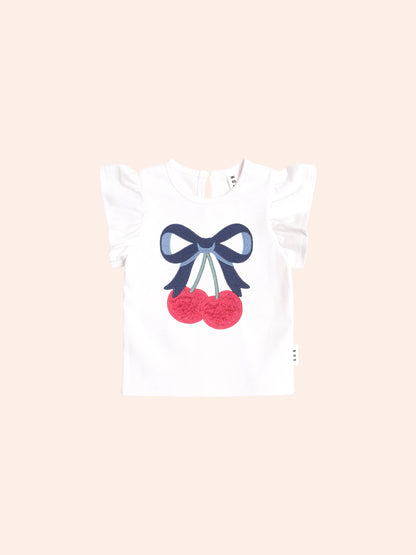 Cherry Bow Frill Sleeve Tee + Frilly Skort Set