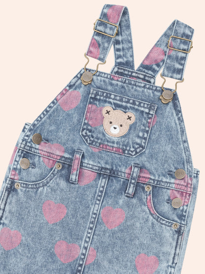 Dreamy Denim Hearts Pinafore + Strawberry Rib Tee