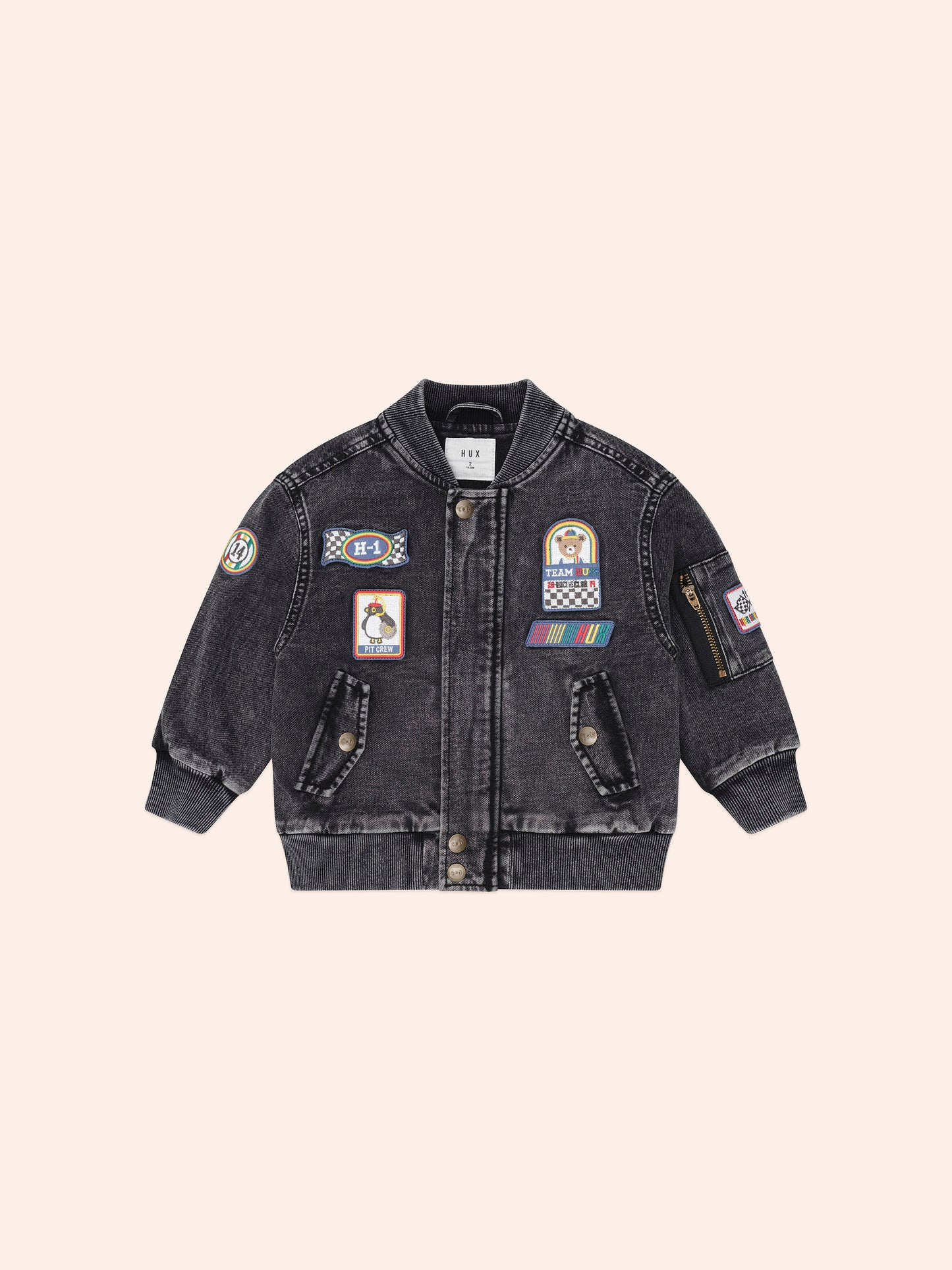 Black Knit Denim Patches Jacket