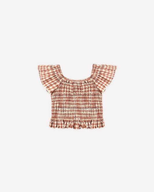 Zayla Top Poppy Gingham