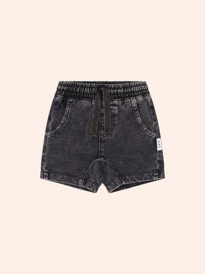 Black Knit Denim Gusset Short