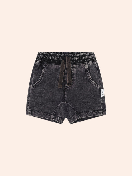 Black Knit Denim Gusset Short
