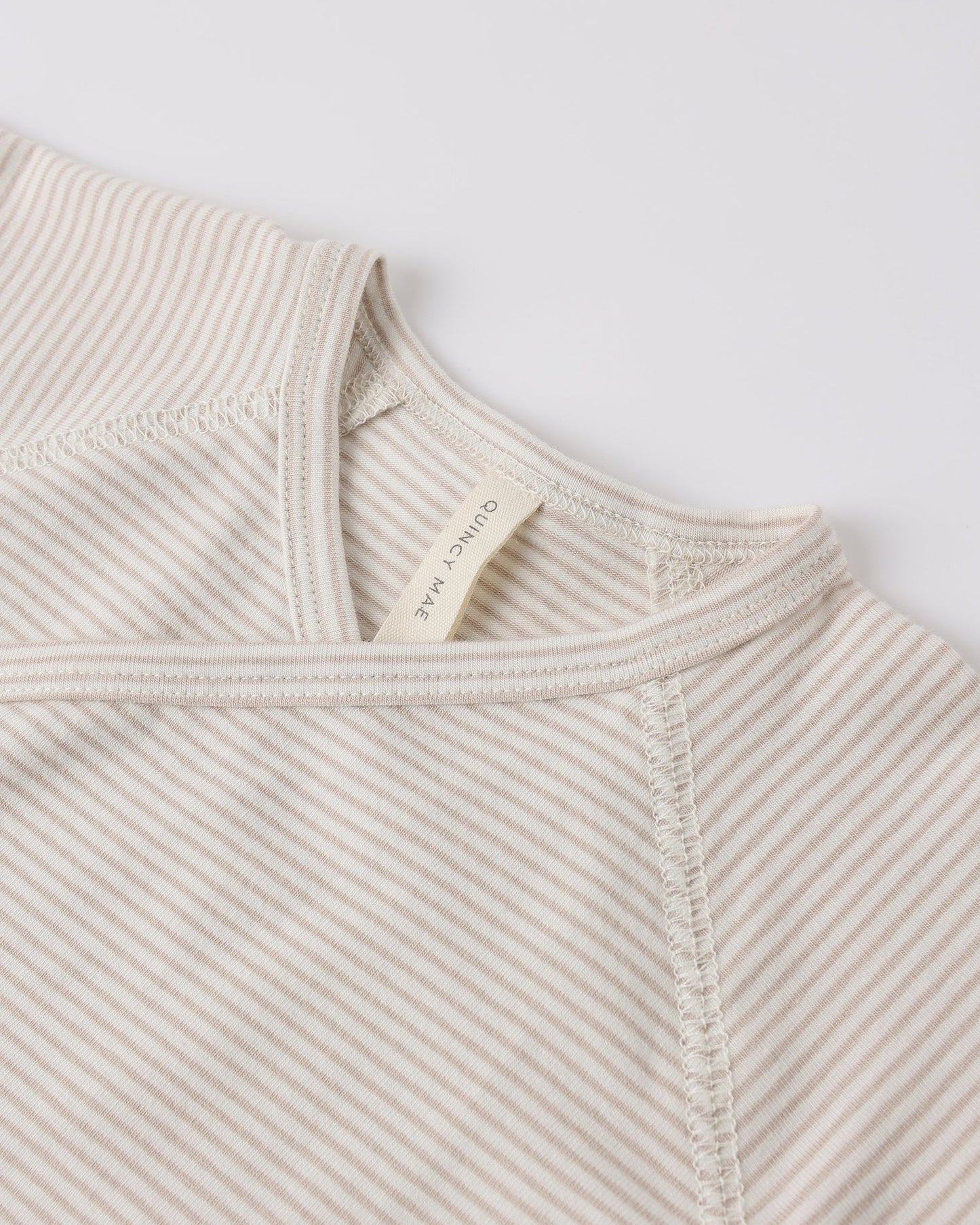 Wrap Top + Footed Pant Set Oat Micro Stripe