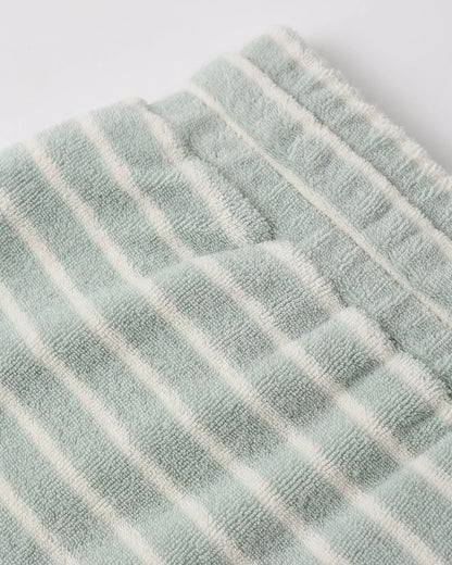 Terry Relaxed Tee + Short Set- Seafoam Stripe