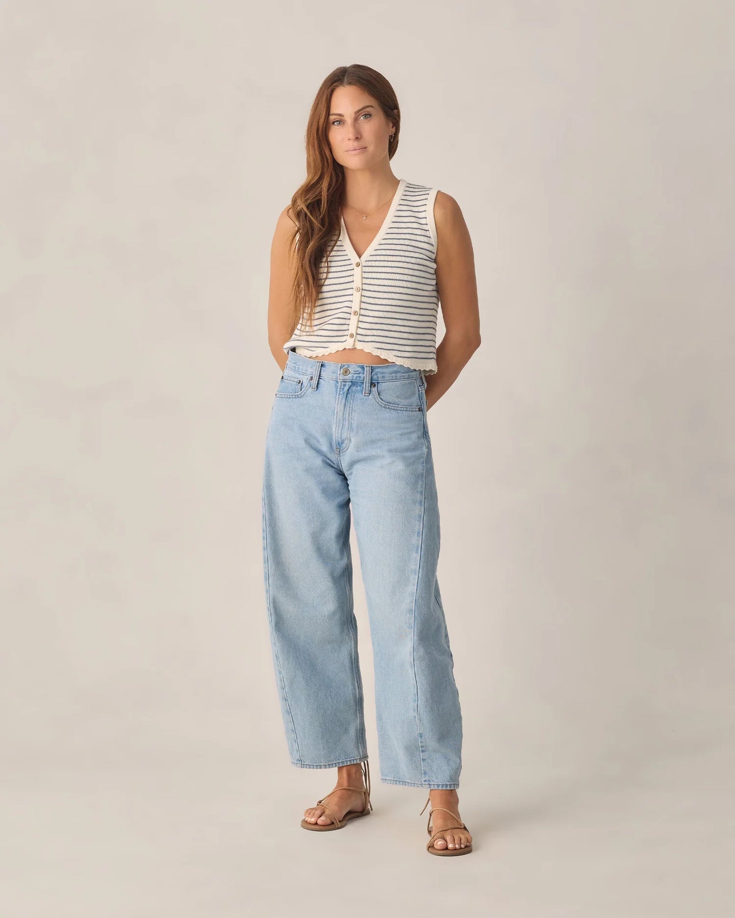 Women's Knit Vest Marine Stripe