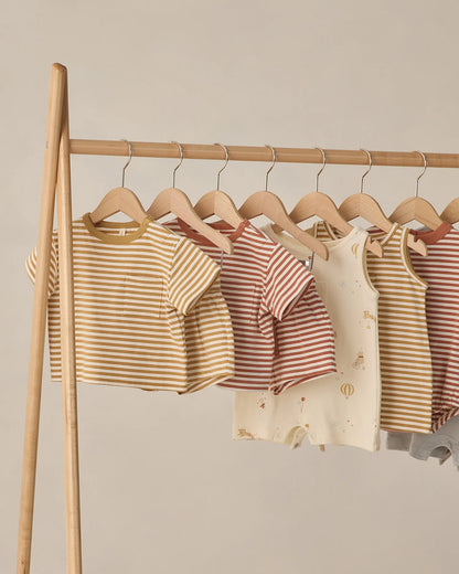 Boxy Pocket Tee + Short Set Poppy Stripe