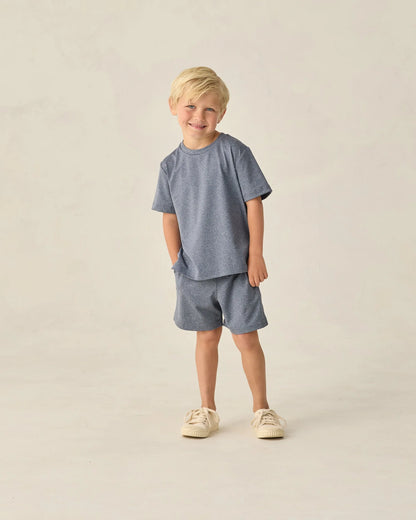 Cove Essential Tee + Short Set Heathered Marine