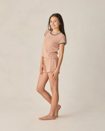 Teen Pointelle Tee + Short Set- Poppy Stripe