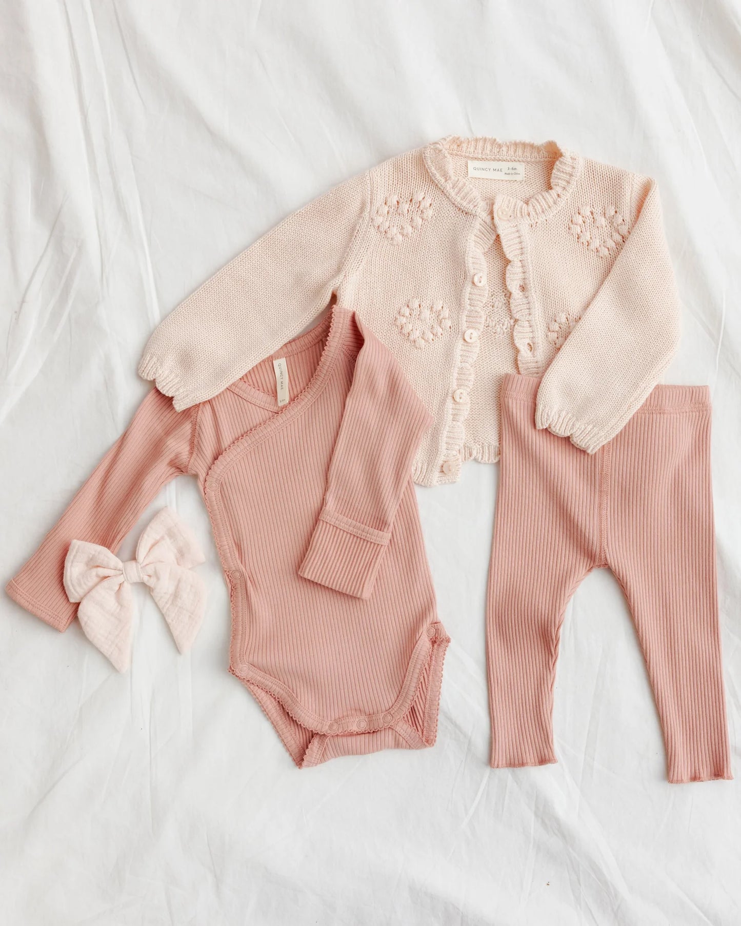 Side Snap Bodysuit Pink + Legging Set