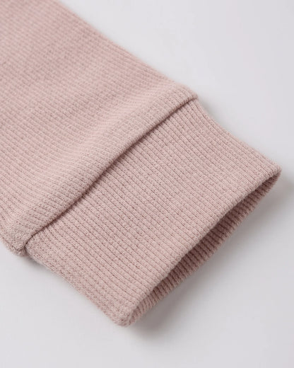 Ribbed Henley Bodysuit + Legging Set- Blush