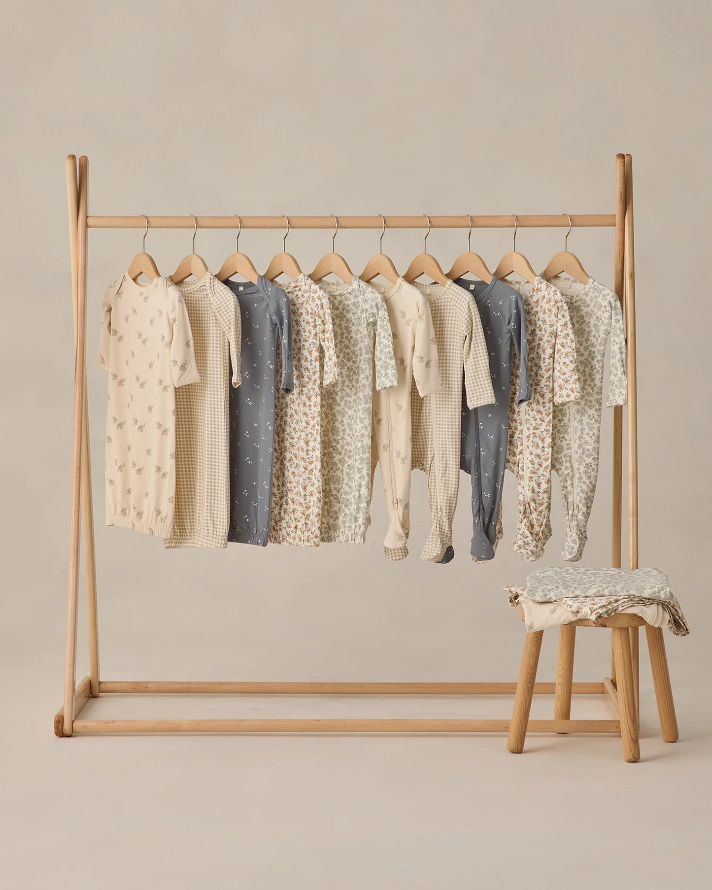 Bamboo Zip Footie Oat Gingham