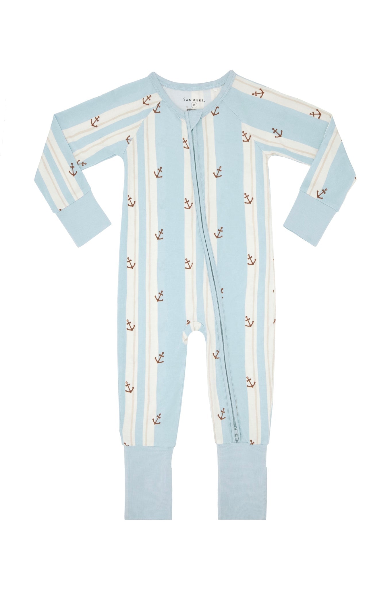 Anchored Stripe Zipper Romper