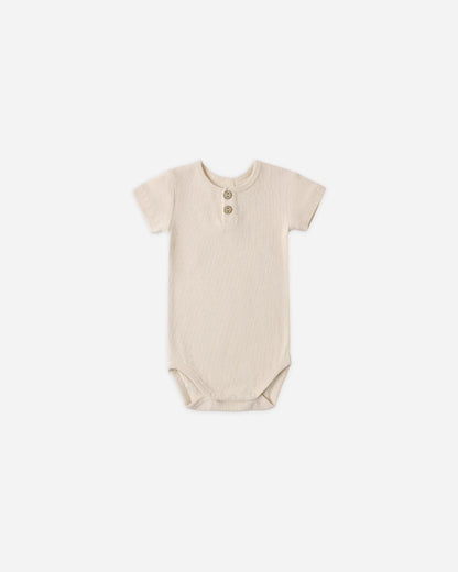 Ribbed Henley Bodysuit + Legging Set- Ecru