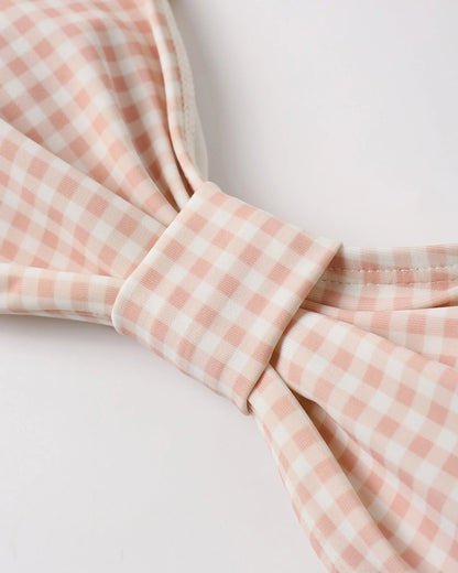 Women's Ruffle Bandeau Bikini Top + Scoop Bikini Bottom- Petal Gingham