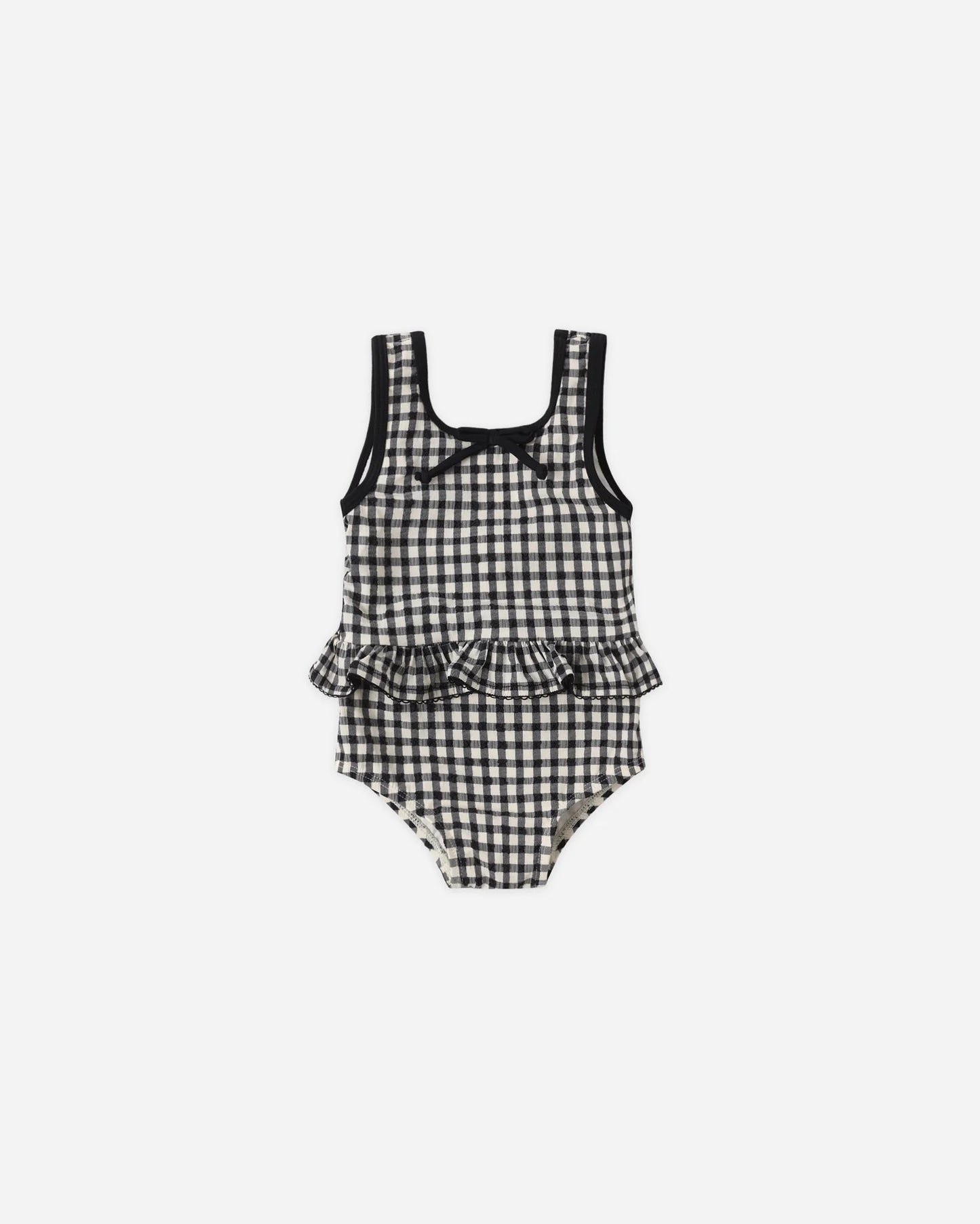 Skirted One-Piece Black Gingham
