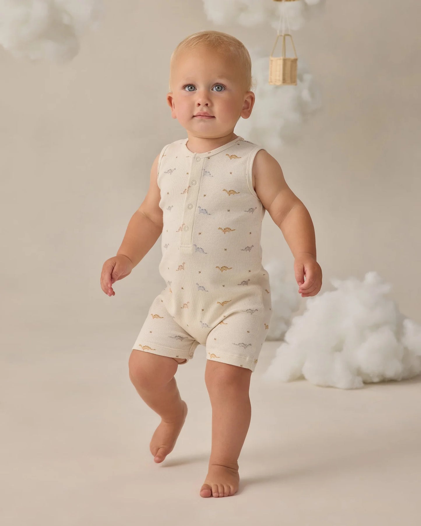 Ribbed Henley Romper Dinos