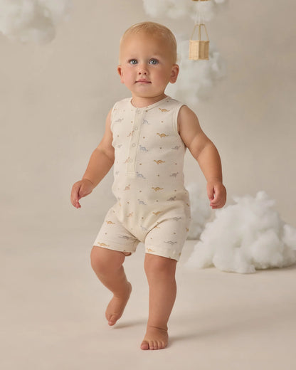 Ribbed Henley Romper Dinos