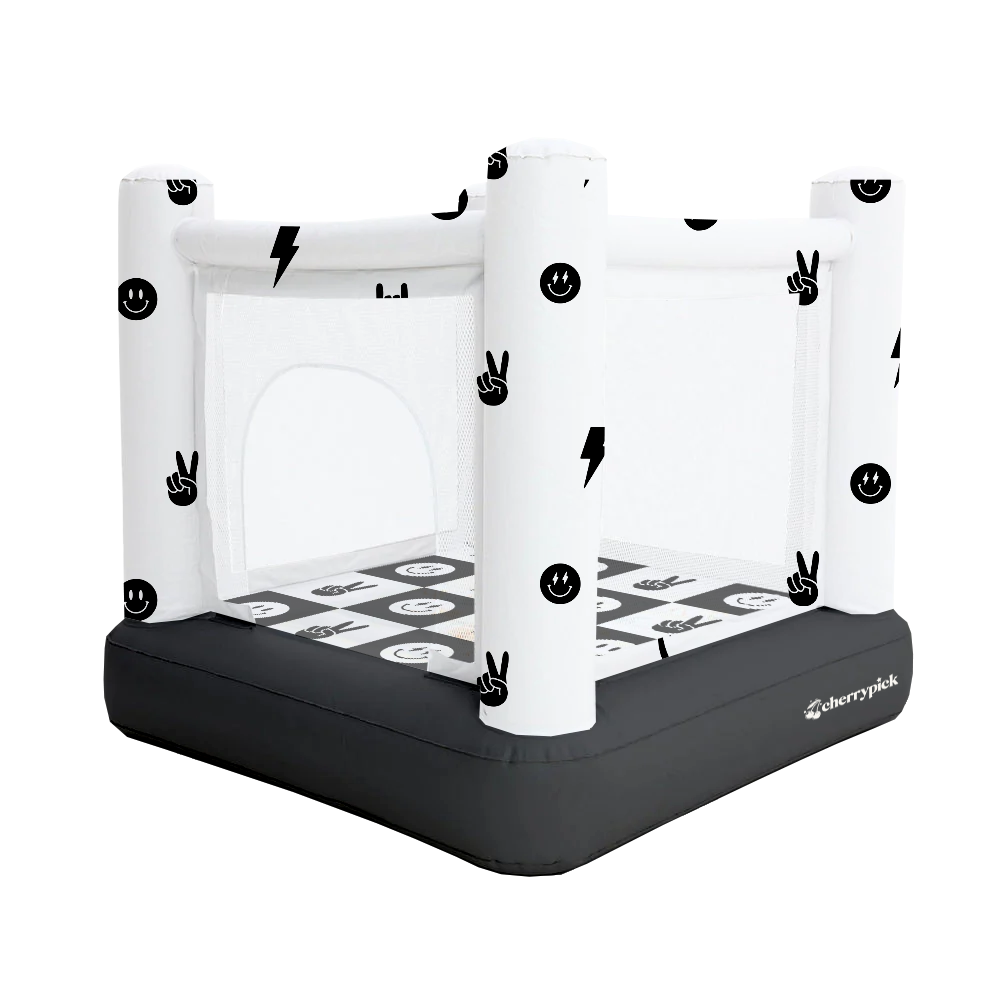 Magic Bounce House – Mini Cordless Indoor Bouncer (Monochrome Smiley)