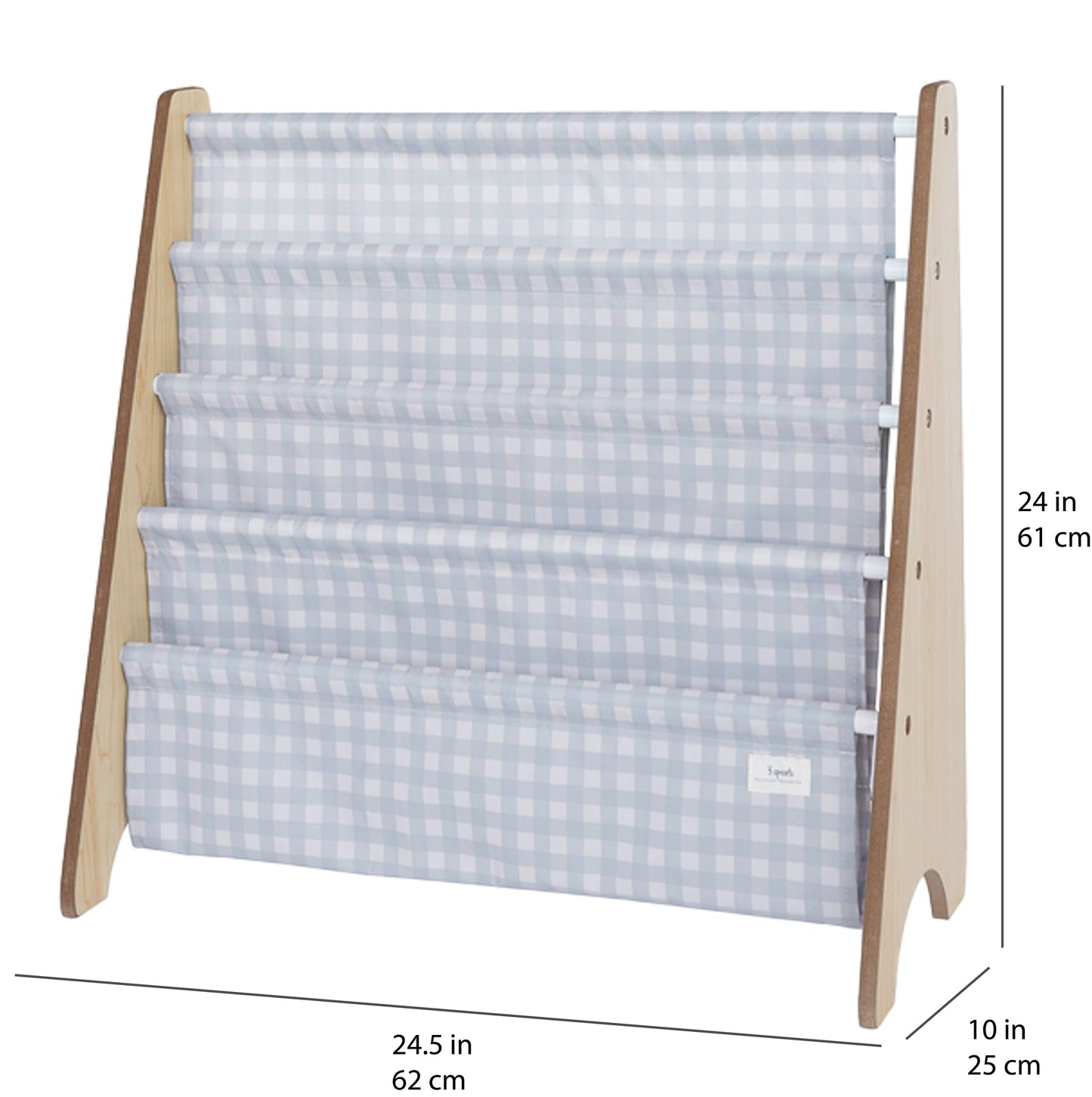 Beige Recycled Fabric Kids Book Rack - Gingham Colours