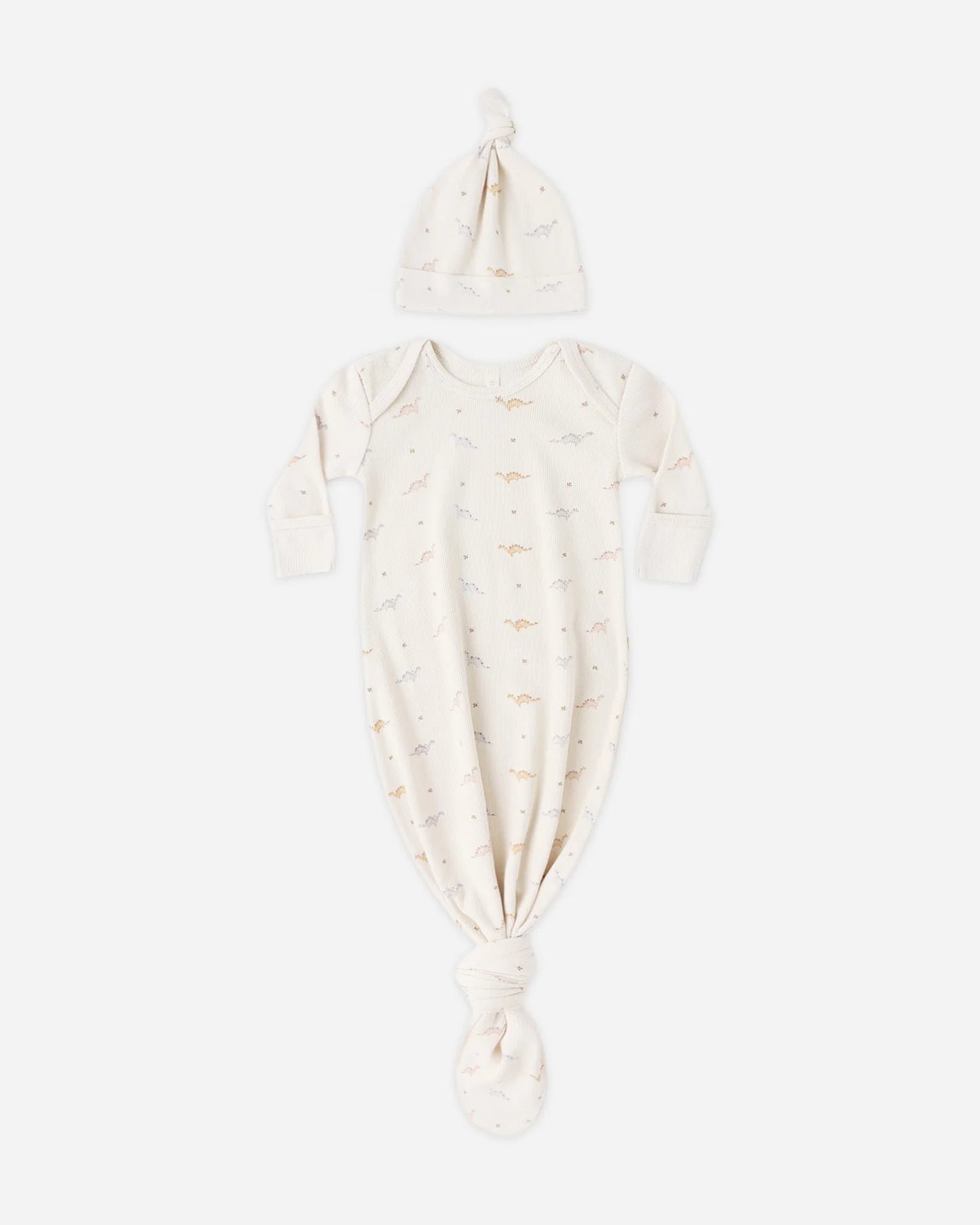 Knotted Baby Gown + Hat Set Dinos
