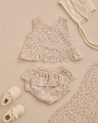 Ruffled Tulip Top + Bloomer Set Dahlia