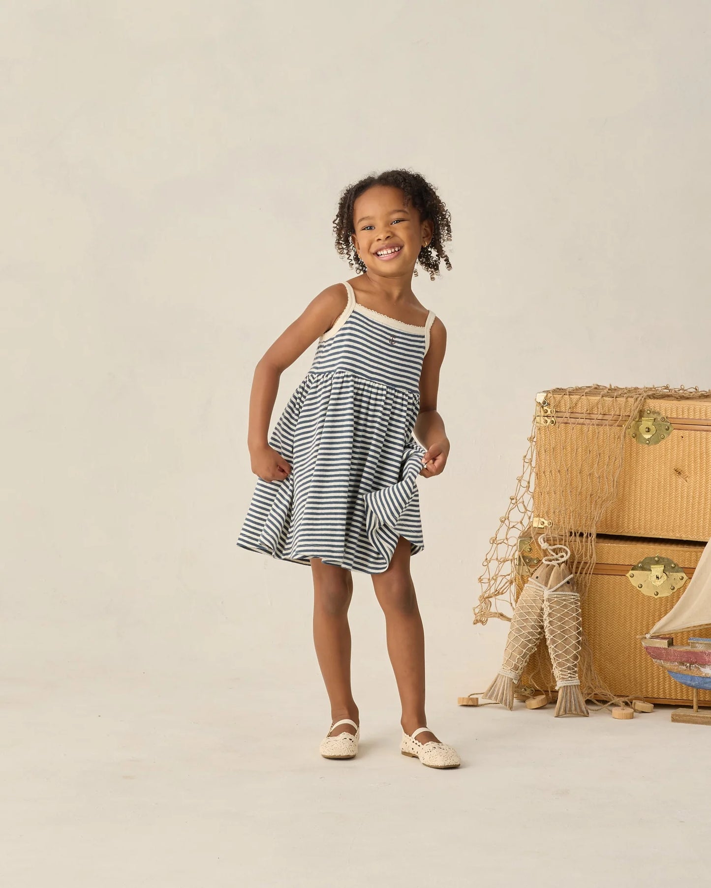 Lea Dress Navy Stripe