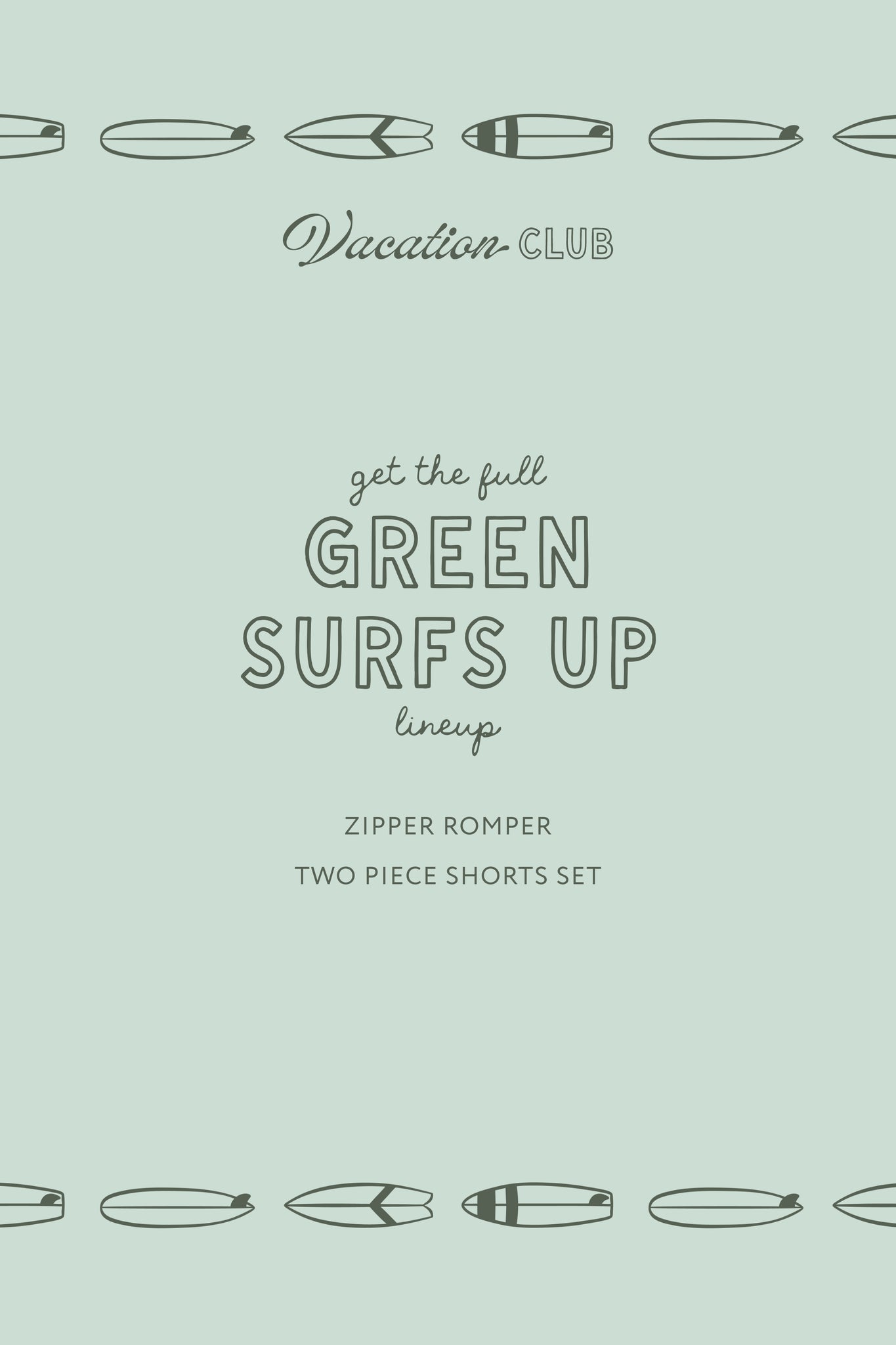 Green Surfs Up Two Piece Short Set