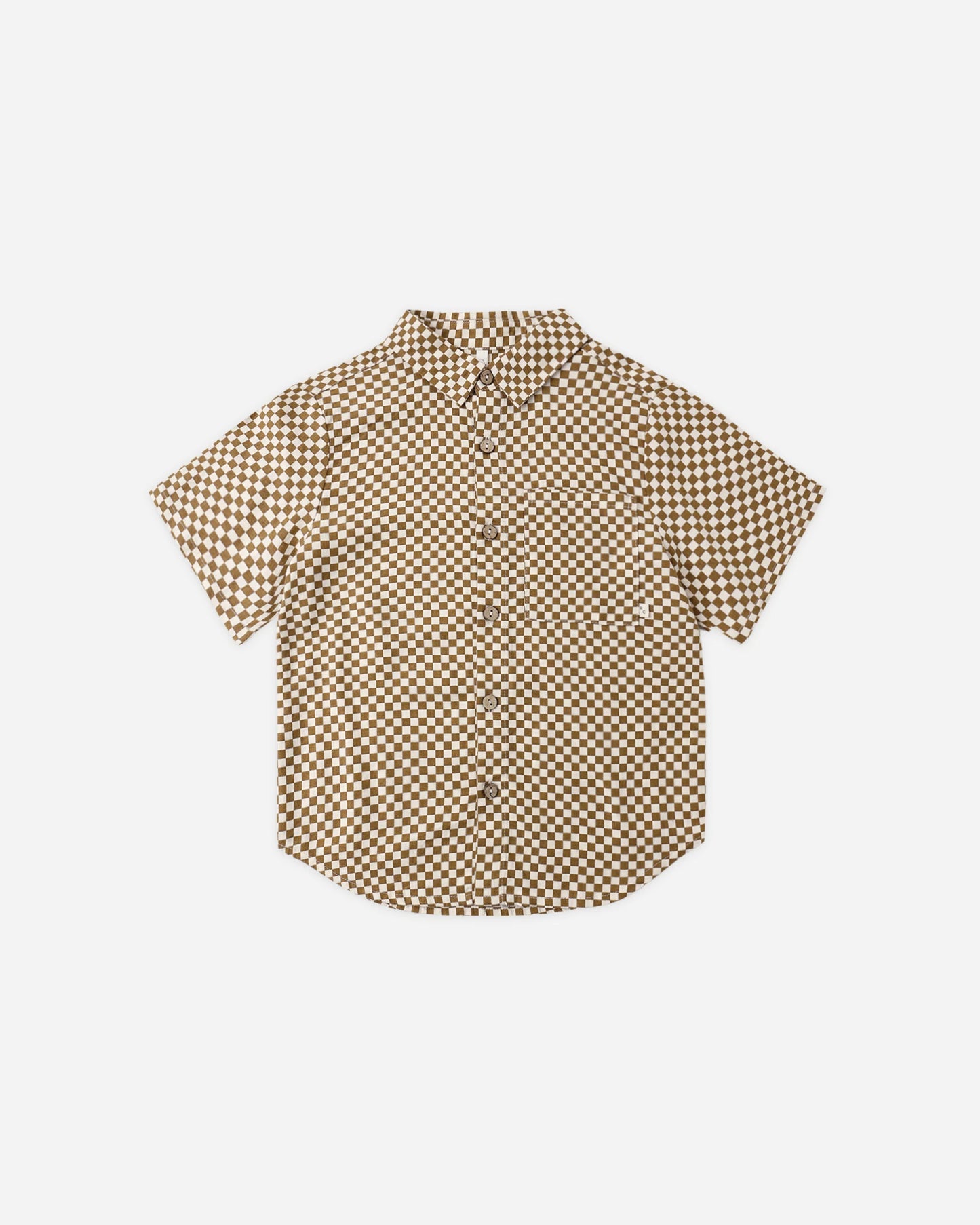 Collared Short Sleeve Shirt Ocre Check