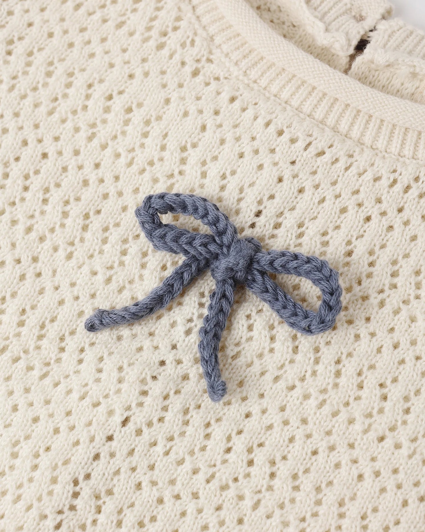 Scallop Knit Baby Set Natural