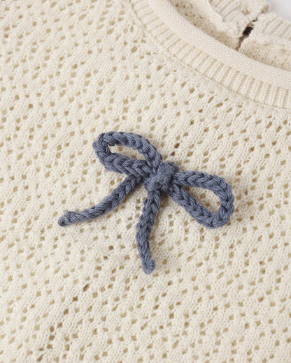 Scallop Knit Baby Set Natural