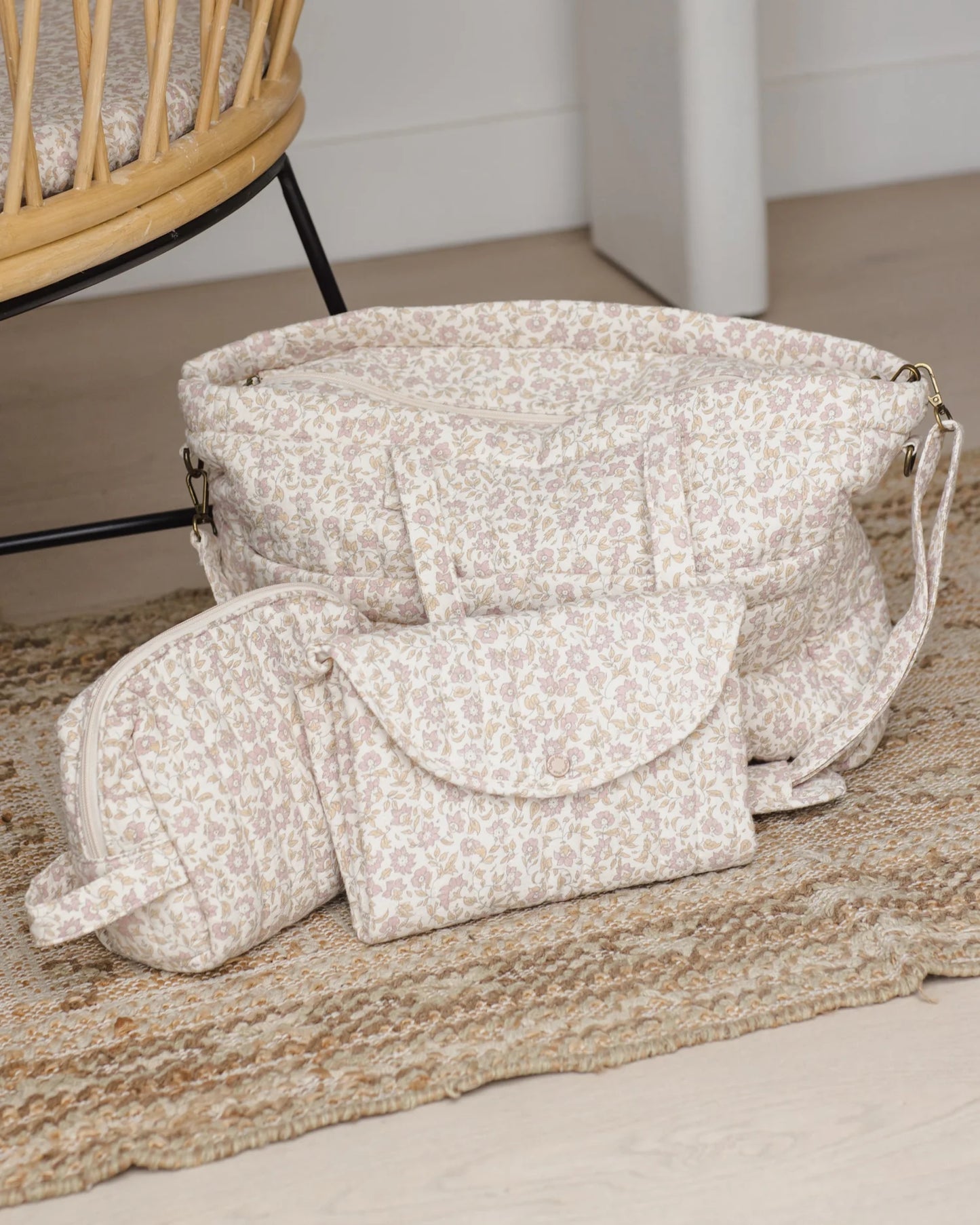 Diaper Bag + Changing Mat Wildflower Woven