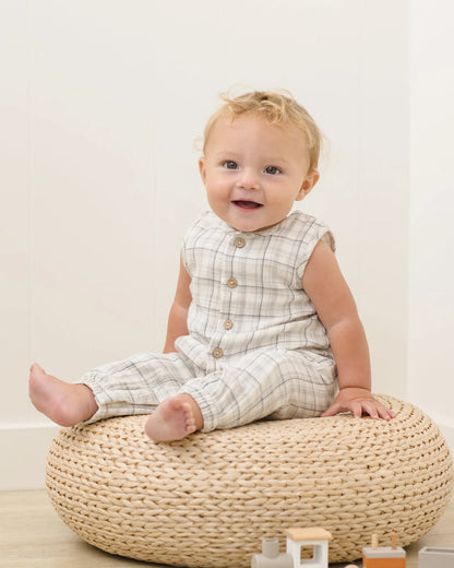 Woven Jumpsuit Blue Plaid