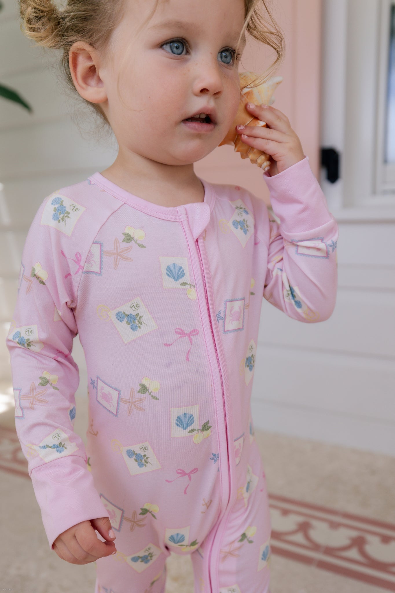 Little Coastal Notes Zipper Romper