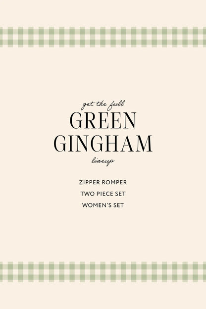 Green Gingham Zipper Romper