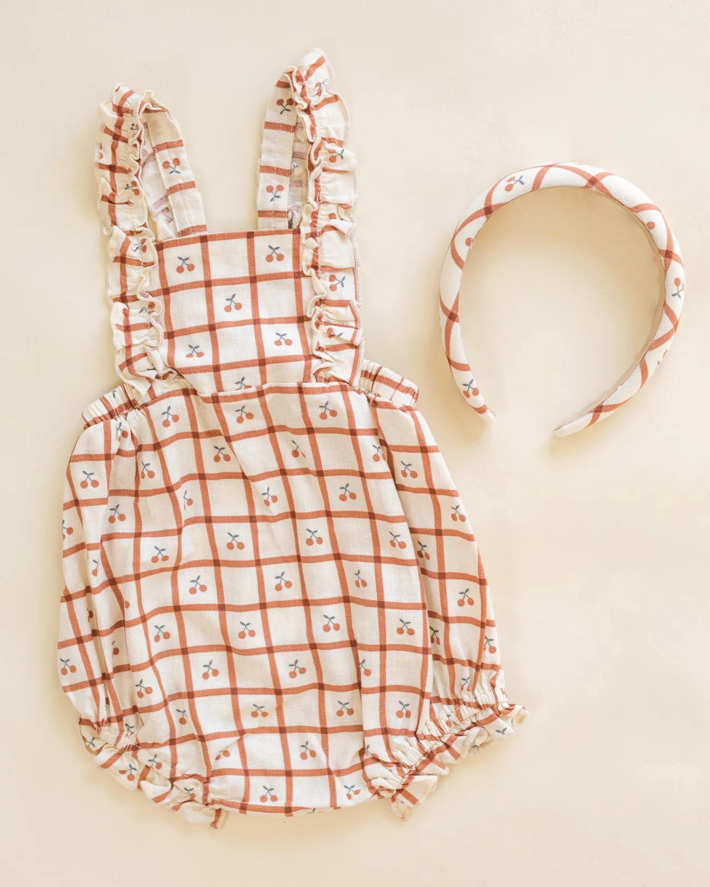 Padded Headband Cherry Check