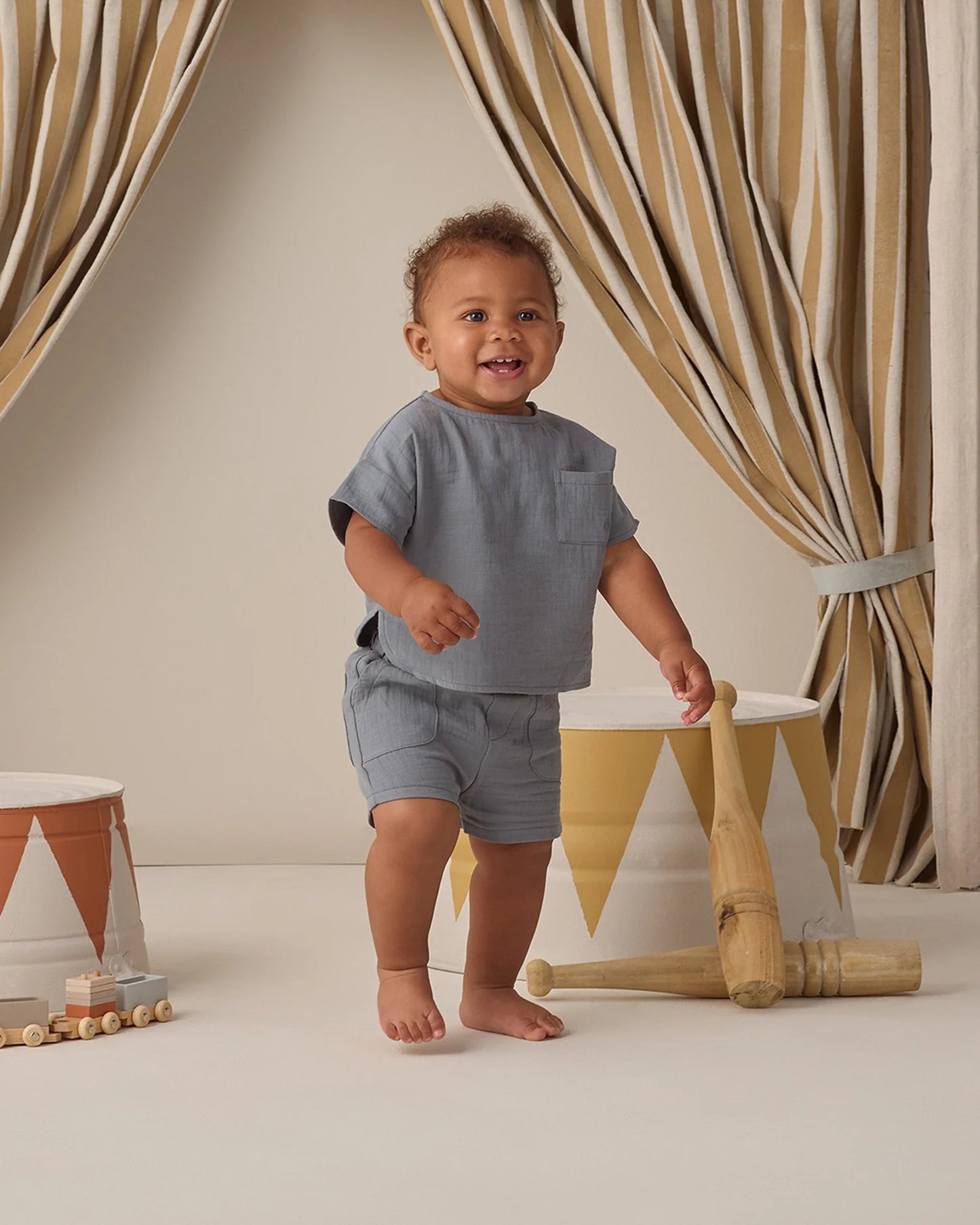 Woven Boxy Top Ocean + Utility Short Ocean